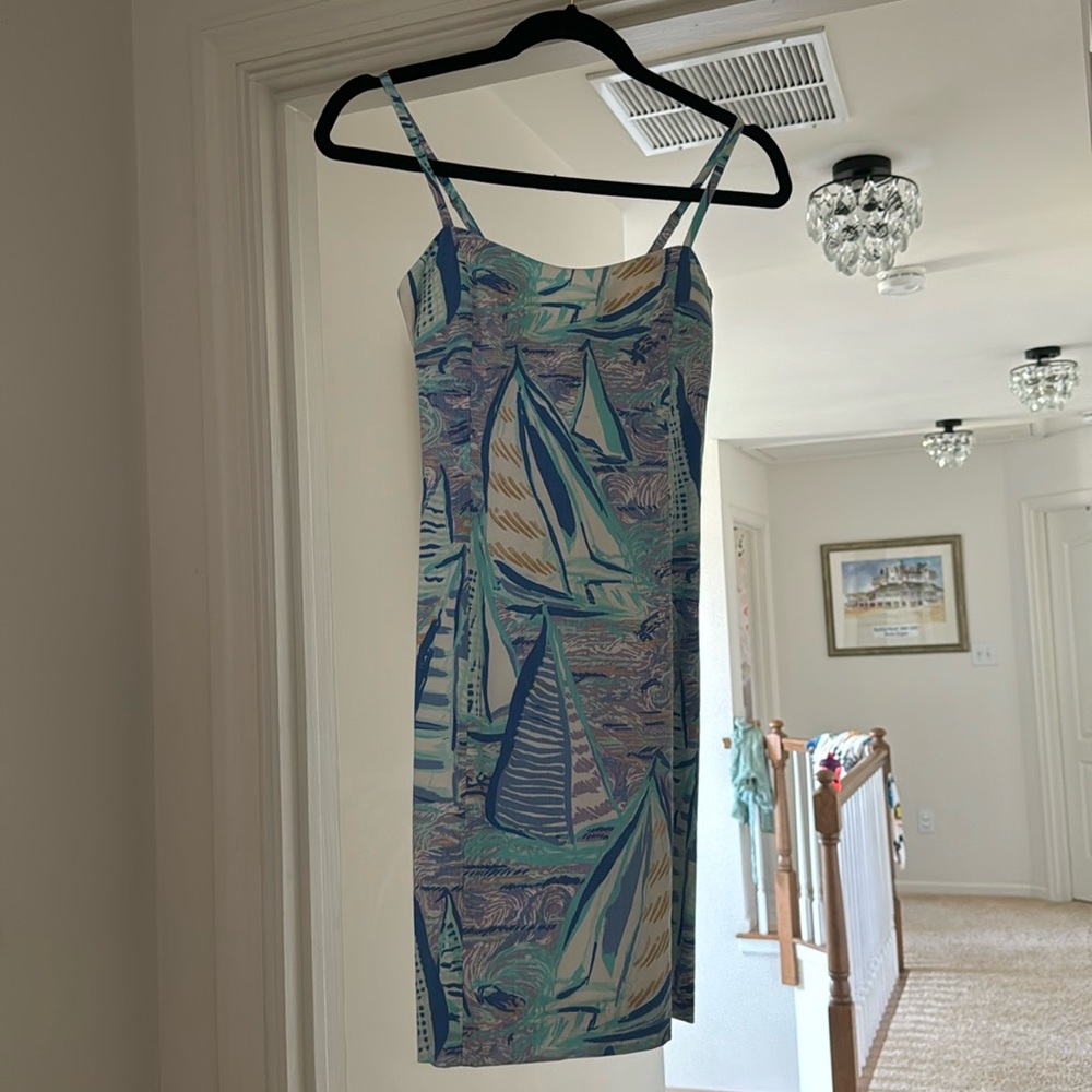 Lilly Pulitzer Shelli Light Lilac Verbena Aboat Time Sailboat Boat Mini Dress 0